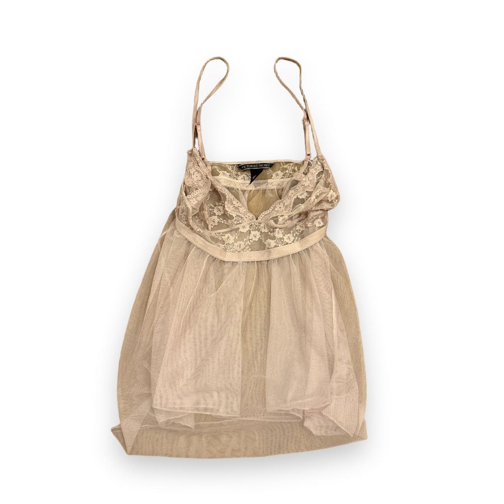 Victorias Secret Dusty Pink Lace Babydoll Chemise Lingerie Size S